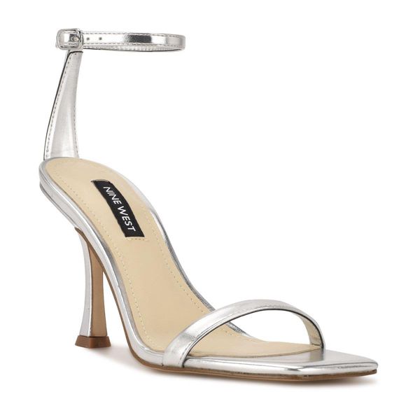 Nine West Yess Ankle Strap Silver Heeled Sandals | Ireland 55D51-0P45